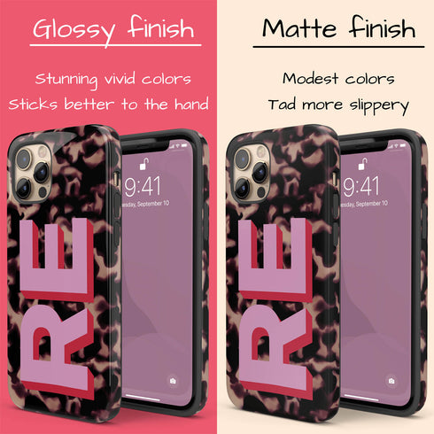 Custom 3D Initials Dark Tort iPhone Case